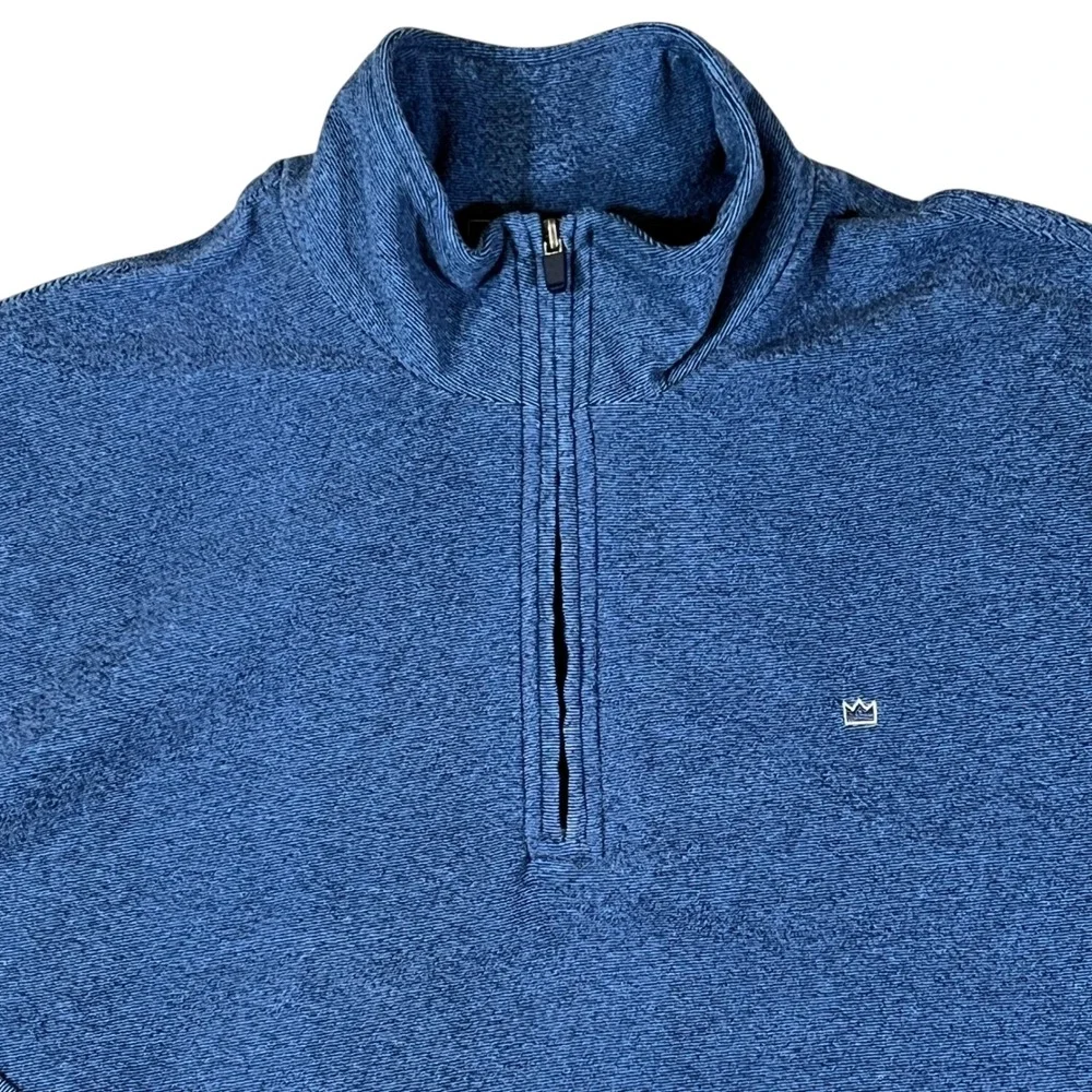 Crown‎ & Ivy Quarter Zip Pullover Mens XL Blue Heathered Fleece Preppy Coastal